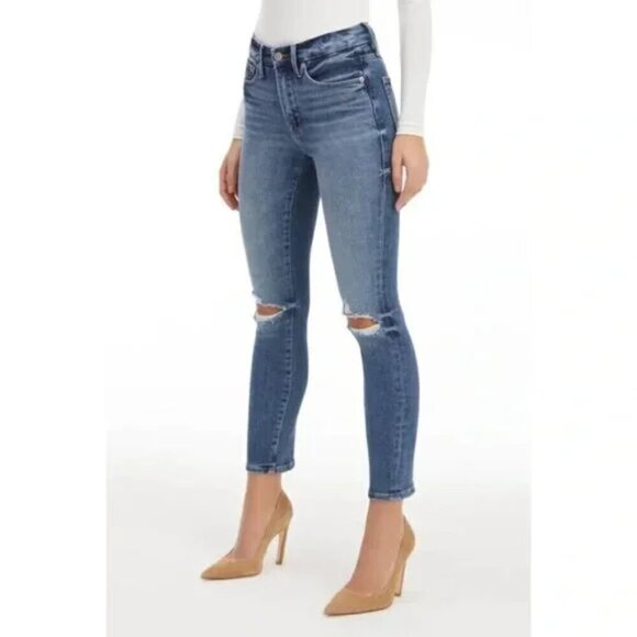Good American Denim - Good American Good Legs High Waist Distressed Stretch Denim Jeans Size 27